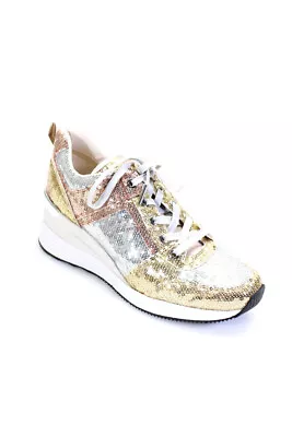 Michael Michael Kors Womens Metallic Sequin Low Top Sneakers Gold Size 8M • $34.99