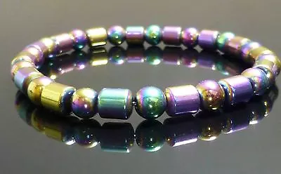 Rainbow Magnetic Hematite Bracelet Drum Bead  • £5.80