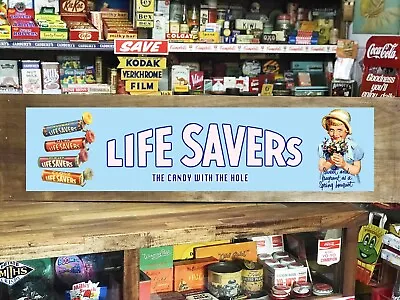 LIFE SAVERS Milk Bar Sticker Sign 100 X 24cm Vintage Retro Shop Display • $40