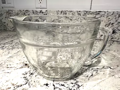 ANCHOR HOCKING 8 Cup / 2 Qt Vintage Clear Glass Measuring Mixing Batter Bowl #88 • $28