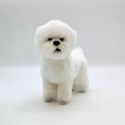 Simulation Miniature White Lovely Bichon Frise Figure Model Plush Toys Ornaments • $9.77