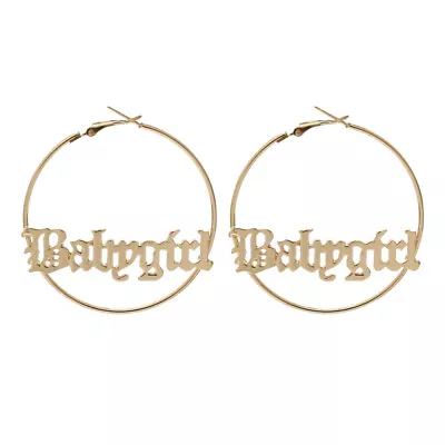 Gold Earrings Baby Girl Baby Girl Words Earring Hypoallergenic Earring Circle • £7.78