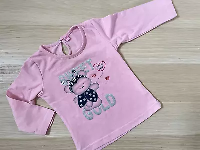 Baby Girl 9-12 Months Sweet Junior Pink Long Sleeve T-shirt Glitter Crystals • £1.75