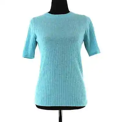 J. Crew Cashmere Featherweight Heathered Blue Sweater S Ribbed Fitted T-Shirt • $59