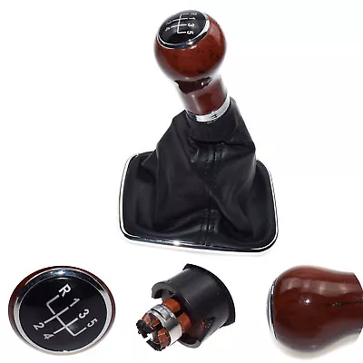 Wood Grain 5 Speed Gear Shift Knob Lever Shifter Gaitor Boot For VW Jetta 02-12 • $17.21