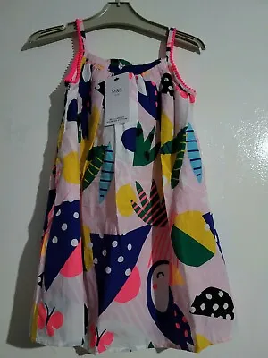Kids Girls Marks And Spencer Multicoloured Printed Dress. Age 4-5 Years  • £15