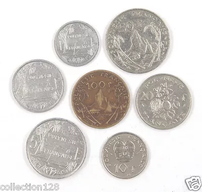 French Polynesia Coins Set Of 7 Pieces 1965-1985 • $32.49