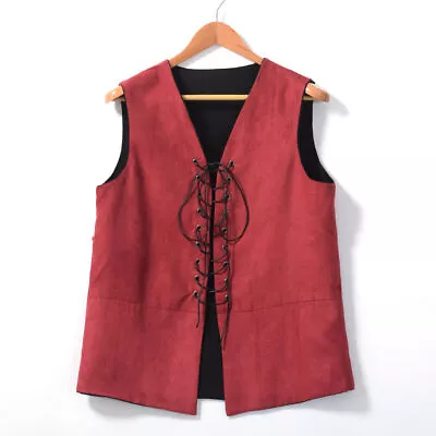 Renaissance Medieval Men's Waistcoat Vest Pirate Viking Reversible Lace-Up • $23.99