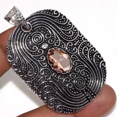 925 Silver Plated-Morganite Ethnic Gemstone Handmade Pendant Jewelry 2.5  MJ • $2.99