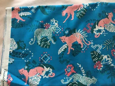 Quilt Fabric Cotton 1yd Jungle Novelty Leopard Blue Pink Boundless Lush I Spy  • $10