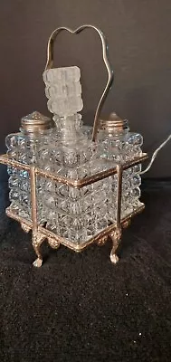 Vintage Cruet Set With Silver Caddy • $35