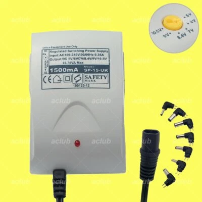 $28.50 • Buy 1.5A Regulated AC/DC Power Supply Adapter 100V-240V To 5V 6V 7V 8.4V 9V 10.5V