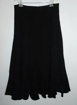 Dalia Black Midi Flare Skirt Sz 10 Godet Swirl Twist • $4