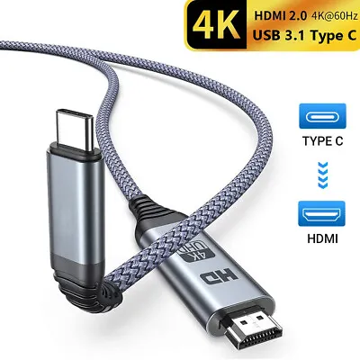$27.99 • Buy USB C To HDMI 4K 60Hz Cable USB 3.1 Type C HDMI 2.0 Adapter Cable Macs XPS13 15