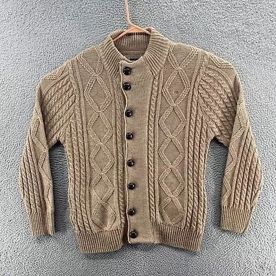 Arnold Palmer Cardigan Sweater Men Small Beige Wool Button Fisherman Heavy • $29.99