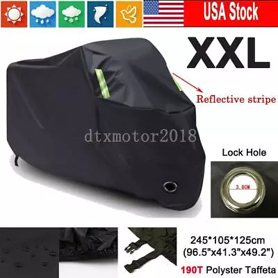 XXL Motorcycle Cover Outdoor Moped All Weather Snow  Dust UV Protection US • $24.15