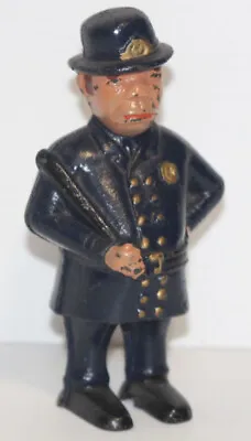 $99.99 • Buy Vintage Cast Iron Police Coin Bank Mulligan Officer Cop W/ Nightstick 5.5  Blue