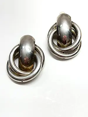 VTG GIVENCHY Paris NY Silver Tone Clip-on EARRINGS Large 2  Chunky Statement • $60