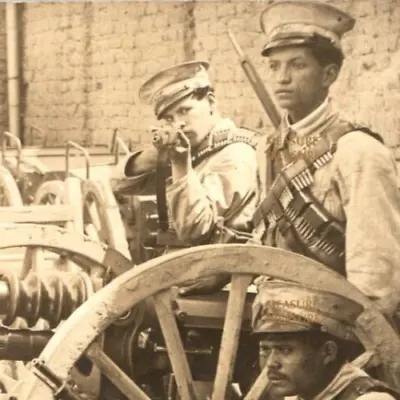 C.1910 RPPC WOW! MEXICAN REVOLUTION ERA SOLDIERS GUNS ARMY ARTILLERY Postcard PS • $450