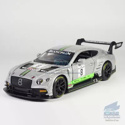 1/32 Bentley Continental GT3 #8 Model Car Diecast Vehicle Collection Gift Silver • $29.90