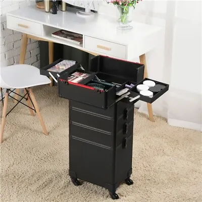 Makeup Trolley Case 4 In 1 Vanity Cosmetology Case Cosmetic Train Case On Wheels • £75.99