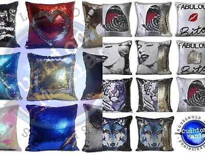 Magic Sequin Mermaid Reversible Two Tone Glitter Pillow Sofa Cushion Or Cover • £6.99