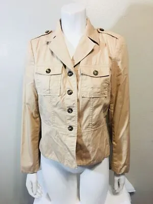 APOSTROPHE Women's Jacket Sz 4 Coat Brown Beige Utility Long Sleeve Pockets • $16.49