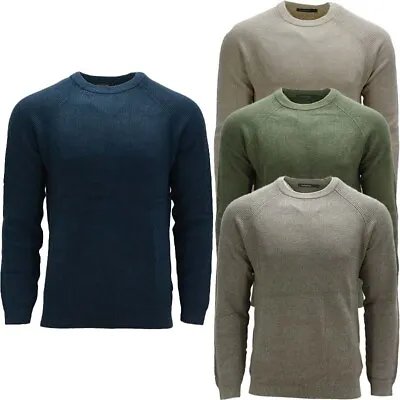 Mens Jumper Crew Neck Long Sleeve Knitted Pullover Warm Casual Sweater Top S-4XL • £12.99