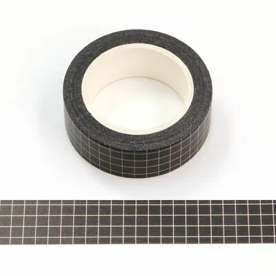 $5.50 • Buy Washi Tape Black Grid Squares 15mm X 10m