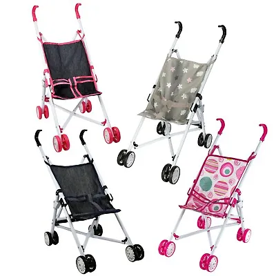 Baby Doll Foldable Pink / Blue Stroller Buggy Jogger Dolls Pram Accessories Toy • £11.99