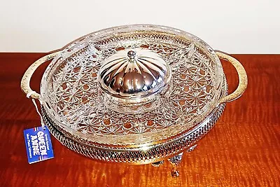  Queen Anne  Circular Silver Plated And Crystal Hors D'oeuvre Dish • £29