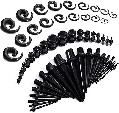 54Pcs Acrylic Stretching Kit 14G-00G Spiral Tapers Plugs Set Ear Gauge Eyelets • $6.59