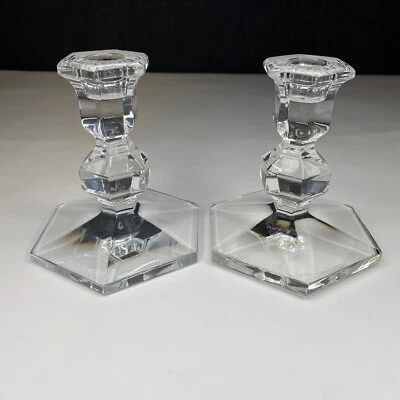 $47 • Buy Val St Lambert Candlesticks 4 3/4 Inch Crystal Glass Cut - Set Of (2)