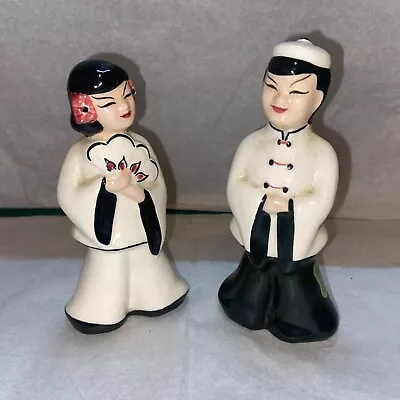 Vintage MCM ARCADIA Asian Far East Geisha Man Woman Couple Salt Pepper Shakers • $99.99