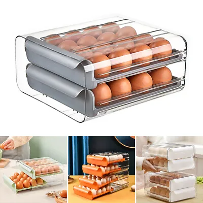 Refrigerator Egg Dispenser Eggs Holder Plastic 2 Tier Storage Rack Container Box • £8.45