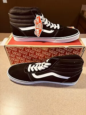 Vans Ward Hi Skate Shoes Suede Canvas Black/White Mens Size 14 Retail $64.99 • $29.95