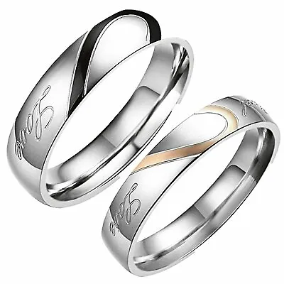 Stainless Steel   Real Love   Heart Couples Promise Engagement Ring Wedding Band • $4.05