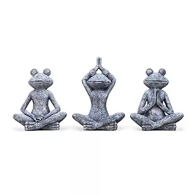 3 Pcs Meditating Frogs Statue Zen Yoga Figurine Sculpture Indoor Outdoor Decor • $57.70