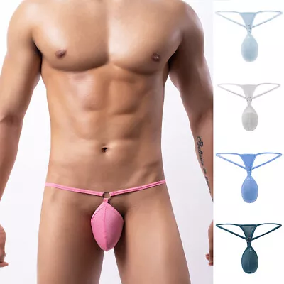 Men Sexy Thin Low-Rise G-String Briefs Underwear/Thong-Panties Underpants-T-Back • £4.76