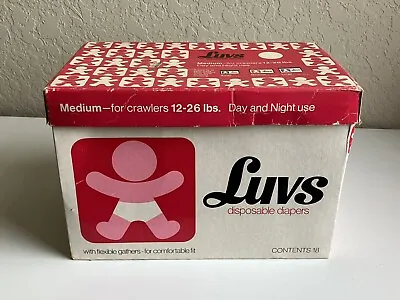 Vintage Luvs Diapers EMPTY Box Movie Prop 1975 Medium For Crawlers 12-26 LBs • $32.95