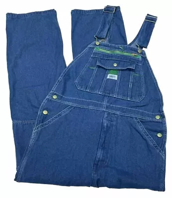 Vintage Liberty Bib Denim And Green Overalls Cargo Jeans Men's Size 32x32 • $27.99