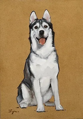 Original Art - Oil Painting - Siberian Husky Dog Portrait By UK Artist J Payne • $93.25