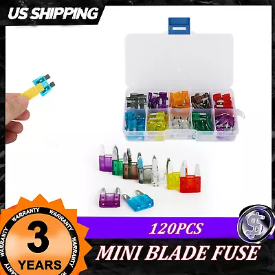 120pcs MINI Blade Fuse Assortment Auto Car Motorcycle SUV FUSES Kit APM ATM UTV • $3.79