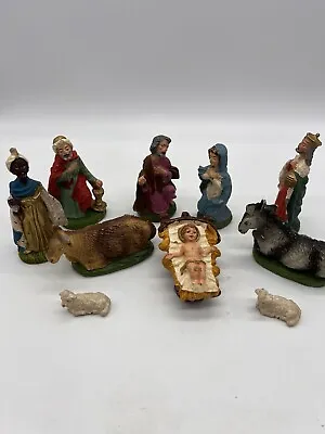 Vintage Italian Nativity Christmas Manger Scene Figures Made In Italy 10 Pieces • $24.50