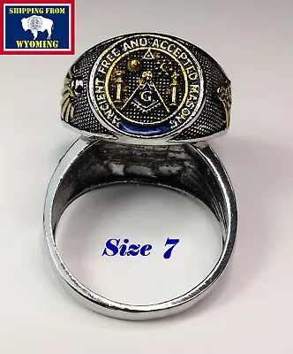 Silver Plated Masonic Ring ~ Size 7 ~ Free Shipping From Wyoming (R-92) • $14.99