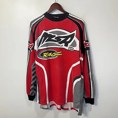 Vintage 90s MSR Rage Motocross Supercross Jersey Red Racing Made In USA LARGE • $54.95