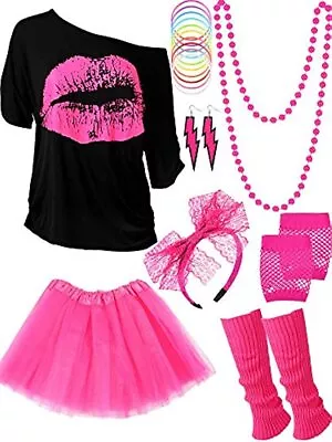$38.79 • Buy Women Ladies 1980s Costume 80s Party Dress 80's T-shirt Tutu Skirt Accessories 