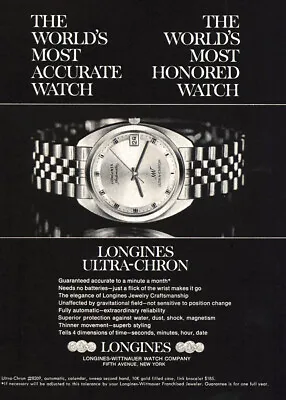 £6.53 • Buy 1969 Longines Ultra Chron: Most Accurate Watch Vintage Print Ad