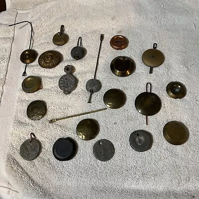 20 Antique  / Vintage Key Wind Clock Pendulum Bob Weights Pcs Parts As Found • $49.95