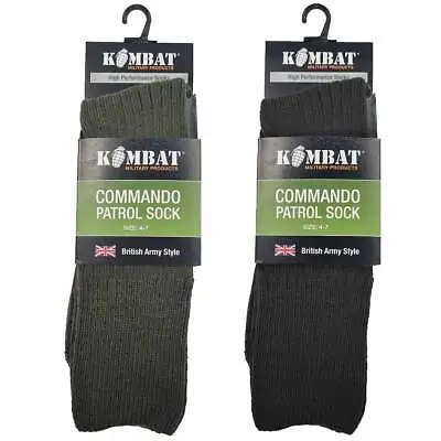 £7.95 • Buy Cadet Patrol Socks British Army Style Military Commando Black Green Size 4-7
